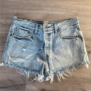 Levi's Light Blue Distressed Jean Shorts